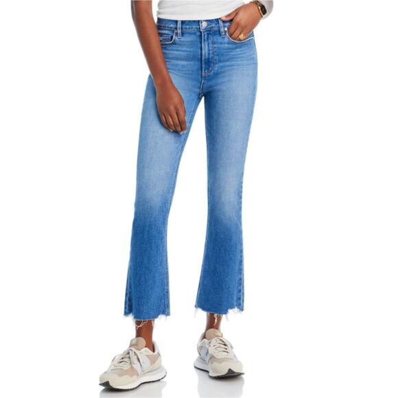 $229 PAIGE Colette High Rise Cropped Flare Jeans Bellflower - Picture 2 of 5